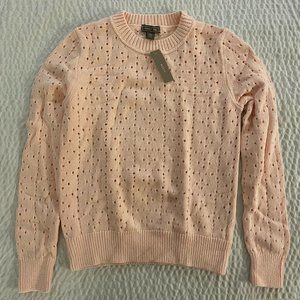 J.CREW Point Sur allover pointelle crewneck sweater in Soft Pink Size XS J6306